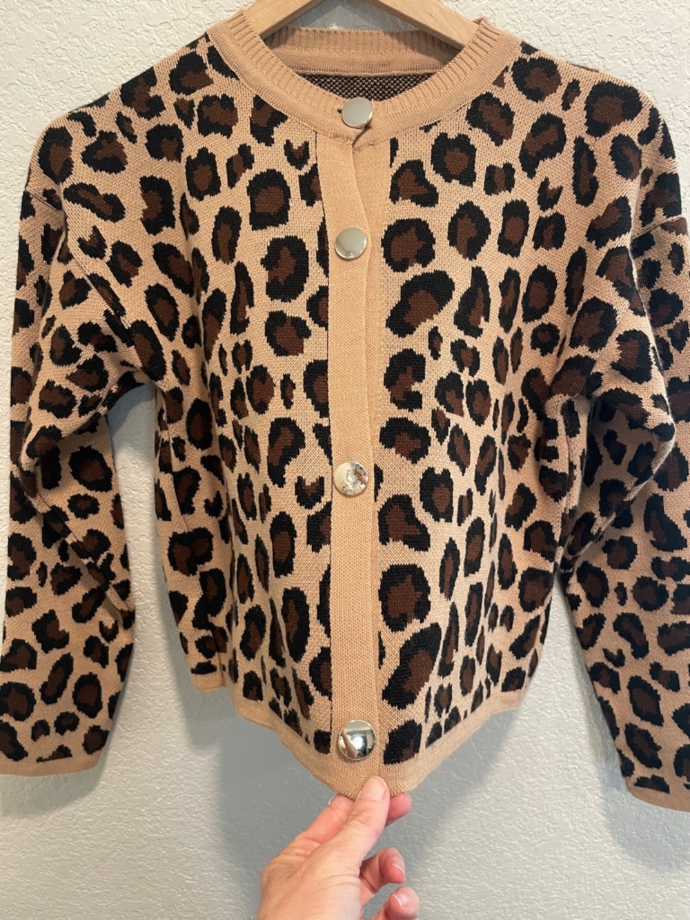 Leopard Womens Small Print Button-Front Cardigan … - image 4